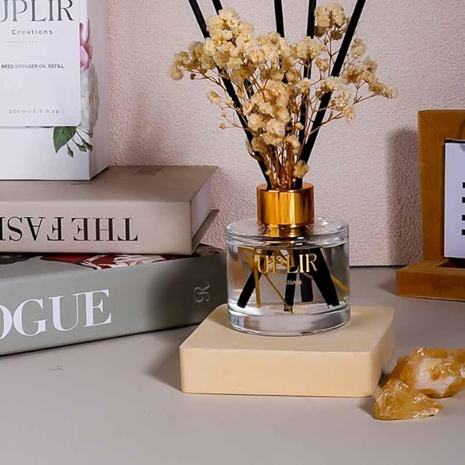 Flower Reed Diffusers for Home with 1 Bamboo Double Essential Oil, 3.4 oz (100ml) - Elegant Reed Diffuser Set with 5 Sticks for Home Decor, Bathroom, Any Room, Housewarming Gift