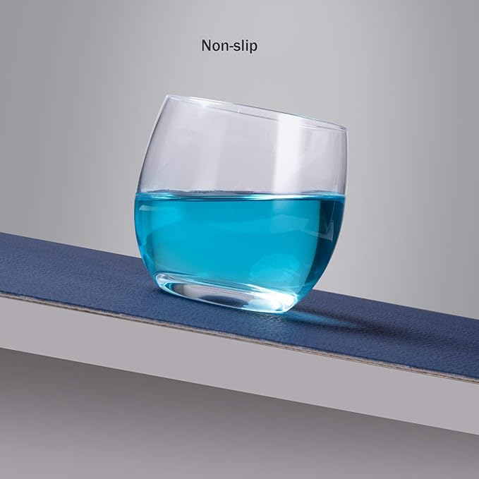 Myir JUN Placemats, Dual-Sided Placemats Waterproof Faux Leather Placemats Set of 4 Place Mats and Coasters Non-Slip Washable Table Mats for Dining Table (Light Gray Blue, Set of 4)
