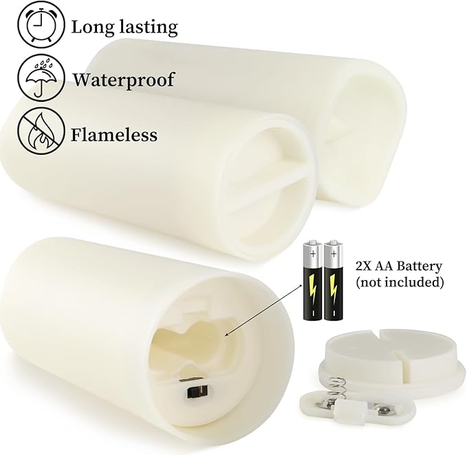 Set of 96 Waterproof Outdoor Flameless Candles, LED Candles with 4 Remote and Timer,(H 4" 5" 6" x D 2.2"),for Halloween Wedding Festival