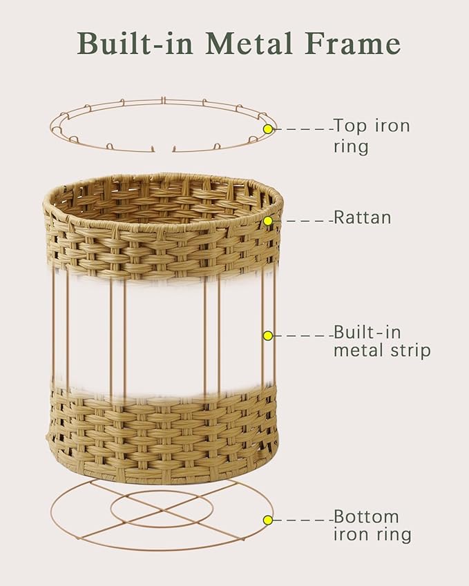 Laundry Hamper Round 26.5 Gal (100L) Handwoven Rattan Laundry Basket, Large Wicker Laundry Hamper with Removable Laundry Bag Handles 2 Mesh Bags for Bathroom Living Room Natural