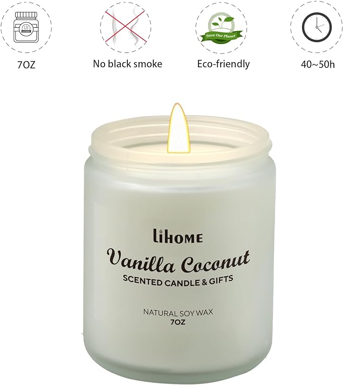 Candles Gifts for Women - Scented Candles, Natural Soy Wax Candle for Home Scented Perfect for Christmas, Birthday, Mother's Day, Vanilla Coconut Candle