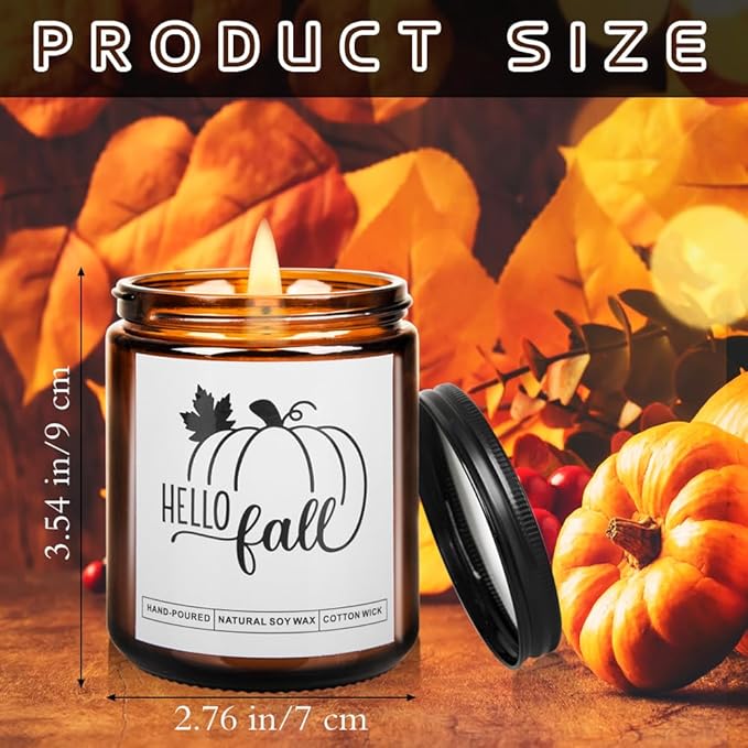 Fall Thanksgiving Pumpkin Maple Leaf Candle - Lavender Scent Soy Wax for Home - Autumn Festival Gift