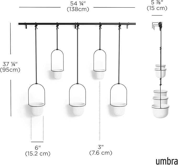 Umbra Triflora Hanging Planter, Set of 5, White