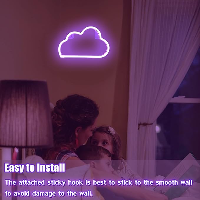 Cloud Neon Signs, LED Cloud Neon Light for Wall Decor, Battery or USB Powered Cloud Sign Shaped Decoration Wall Lights for Bedroom Aesthetic Teen Girl Kid Room Christmas Birthday Wedding Party