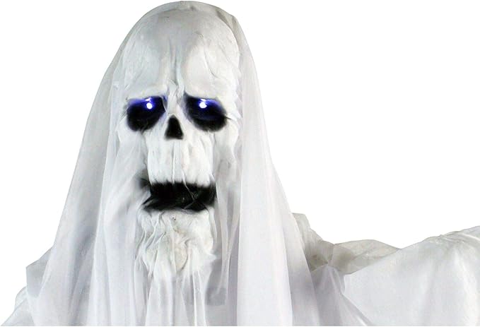 Haunted Hill Farm Life-Size Scary Talking Ghost Animatronic with Touch Activated Lights and Sound, Battery Operated Indoor or Covered Outdoor Decoration, Creepy Halloween Prop