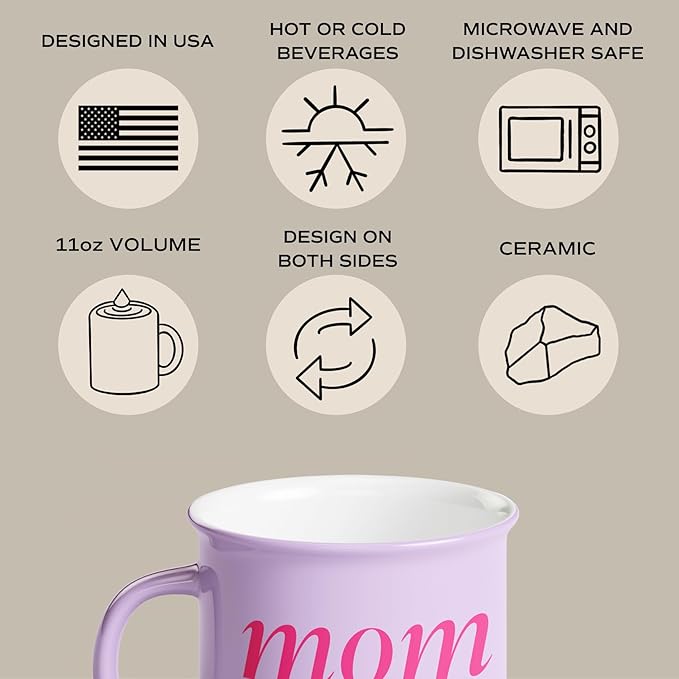 Sweet Water Decor Mom Life Coffee Mug - 11oz Ceramic Campfire Style Coffee Cup - Dishwasher and Microwave Safe Mug for Mom - Mother's Day, Valentine's Day, Birthday Gift for Her