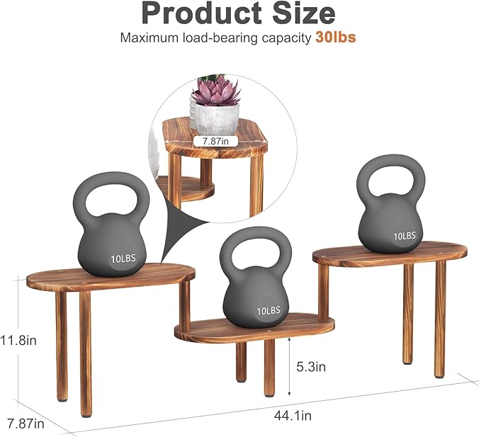 Concave Plant Shelf Indoor,3 Tiers Deformable Oval Plant Stand,Long Flower Pot Stand for Multiple Plants,Low Plant Holder for Patio Balcony Living Room Office
