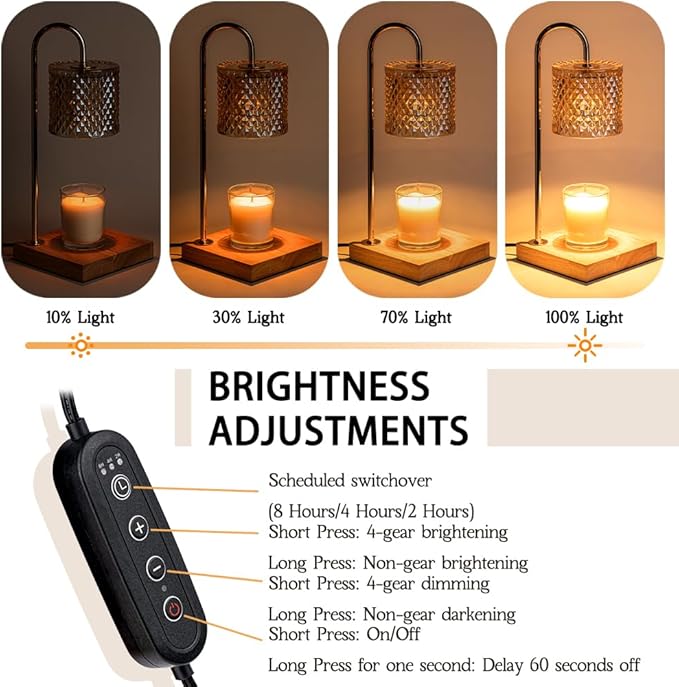 Lamp Candle Warmer with Timer, House Warming Gifts New Home, Candle Wax Warmer with 2 Bulbs, Aesthetic Room Home Bedroom Decor, for Women, Lozenge Diamond