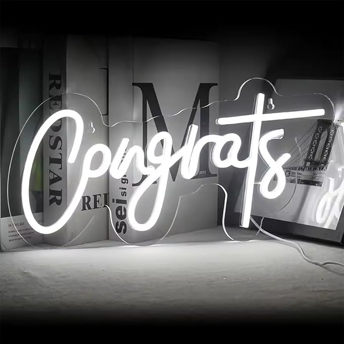 NOSUN Congrats Neon Sign Celebrate Neon Signs for Wall Decor LED Signs Lights for Wall Decor with Dimmable Light Up Signs for Bedroom Bar Club Colleges Wedding Birthday Party Decor Engagement Gifts