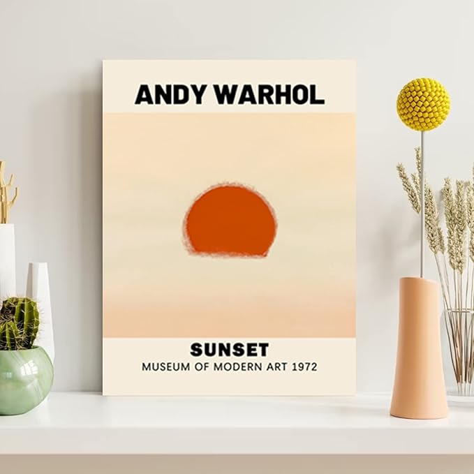 Abstract Wall Art Prints Set of 3, Framed Canvas Wall Art Geometric Line Sunset Artwork Paintings, Minimalist Wall Art for Living Room, Modern Wall Art Decor for Bathroom, Bedroom, Hotel, Office