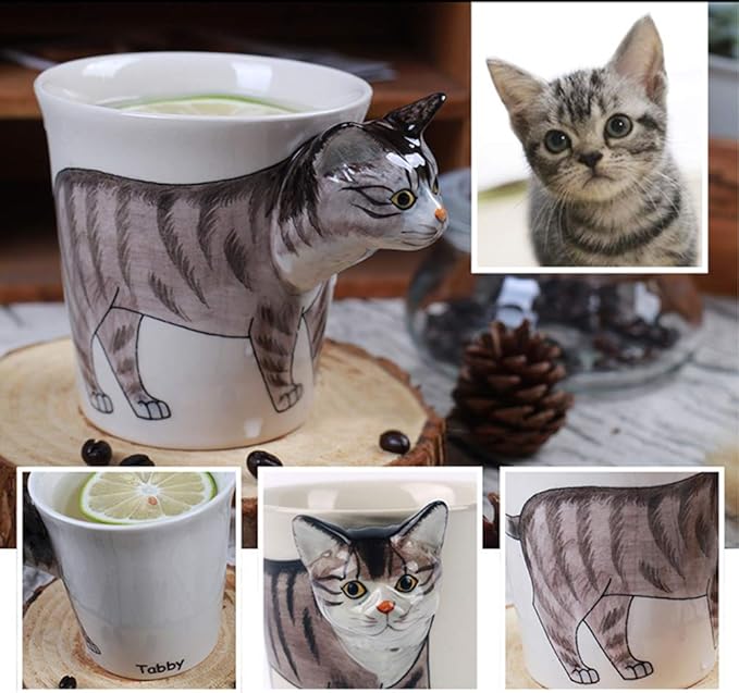 Hand-painted Animals Ceramic Mug (13.66oz) (Leopard Cat)