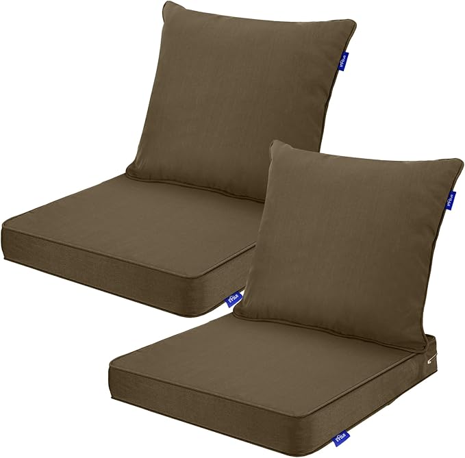 Deep Seat Cushions, Outdoor Cushions, Patio Furniture Cushions, Deep Seat & Back Cushion Patio Cushions for Backyard Couch Sofa Fade Resistant (22x24x4 in, Solid Dark Brown)