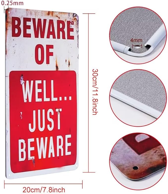 CVNDKN Halloween Decoration Halloween Signs Retro Chic Metal Signs for Outdoor Yard Signs or Indoor Halloween Decor Signs-No Trespassing We're Tired of Hiding The Bodies & Beware of Well Just Beware.