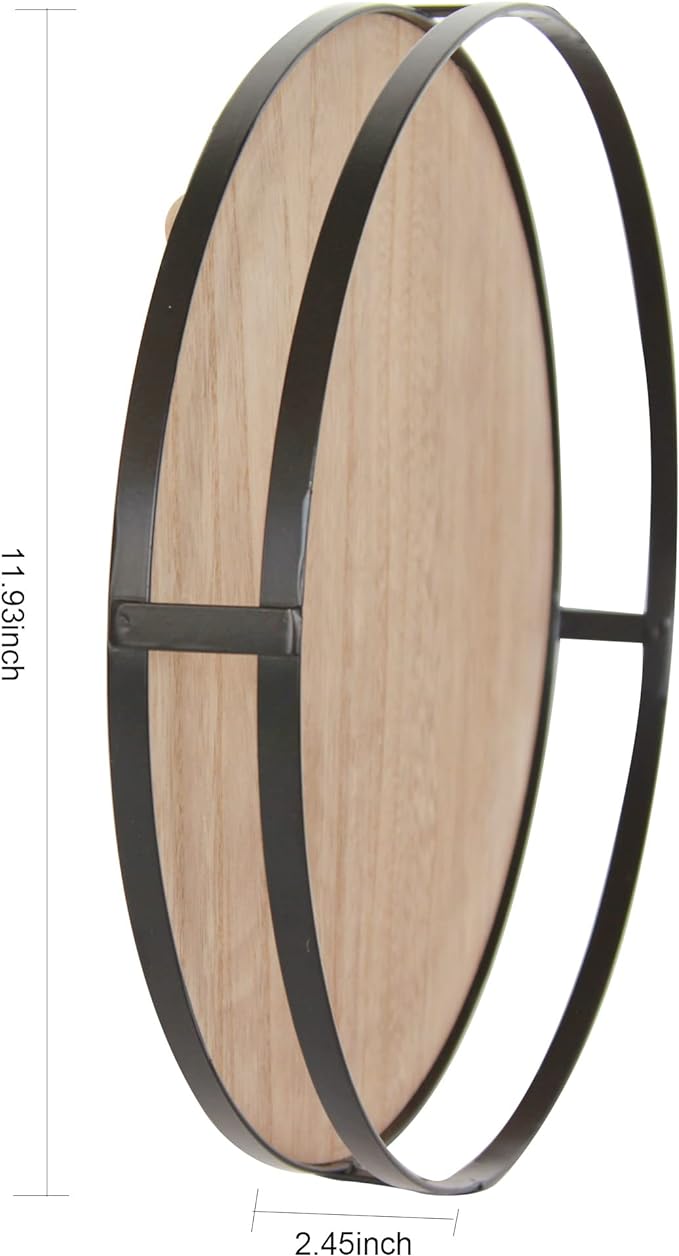 Defined Deco 12in Decorative Tray-Round Serving Tray with Metal Handle-Decorative Trays for Home Decor,Living Room Decor,Coffee Table Decor,Rustic Wooden Tray for Kitchen Table Decor,Dining Table.