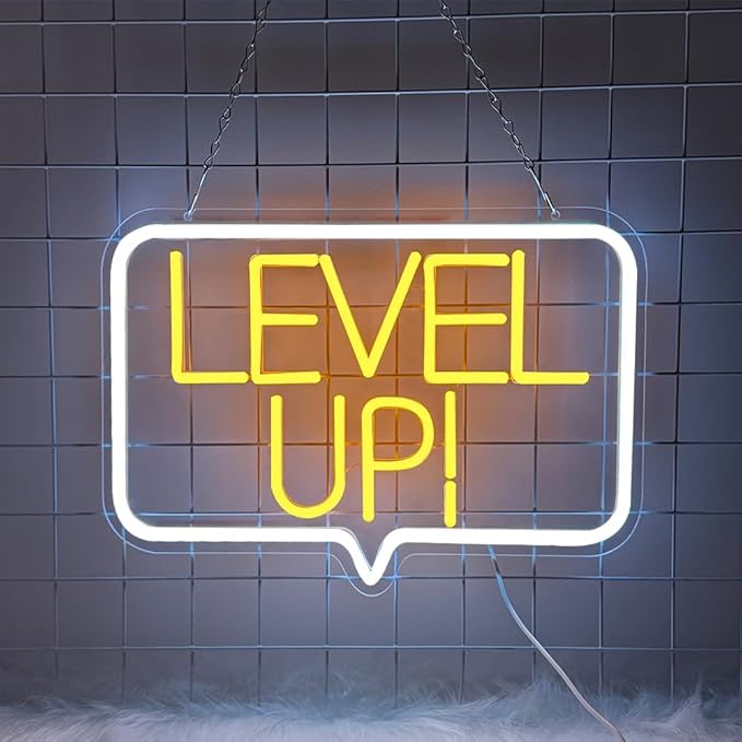 Level Up Neon Sign,Gaming Neon Light for Teens Room Decor, Arcade Games Victory Light Up Signs for Gamer Room Decor,for Teens, Boys, Kids Gamer Gifts(16.73x10.62 inches)