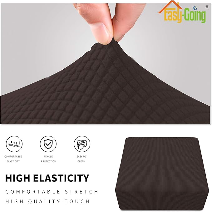 Easy-Going Stretch Ottoman Cover Folding Storage Stool Furniture Protector Soft slipcover with Elastic Bottom (Medium,Chocolate)