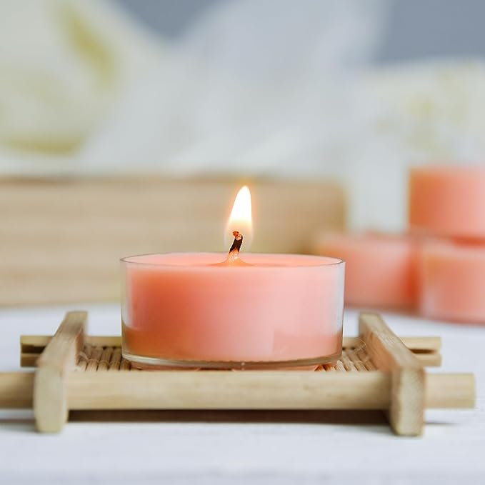 DEYBBY Natural Hibiscus Orchid Scented Soy Wax Tealight Candles Bulk, Aromatherapy Luxury Tea Candle Set of 12-4 Hour Burning Great Gift