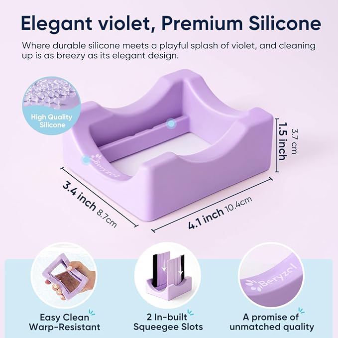 Silicone Cup Cradle, Cup Cradle for Tumblers Use to Apply UV DTF Decal/Apply Vinyl Decals -Keep Mugs in Place with Felt Squeegee(Purple)