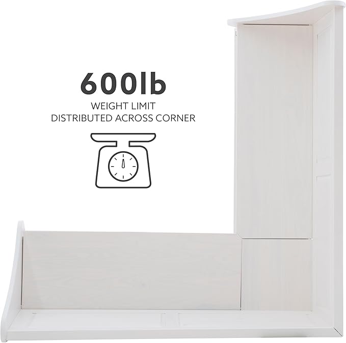 Linon Harris White Corner Breakfast Nook - Nook Only, Table is NOT included! 20.88D x 61.88W x 36.63H in