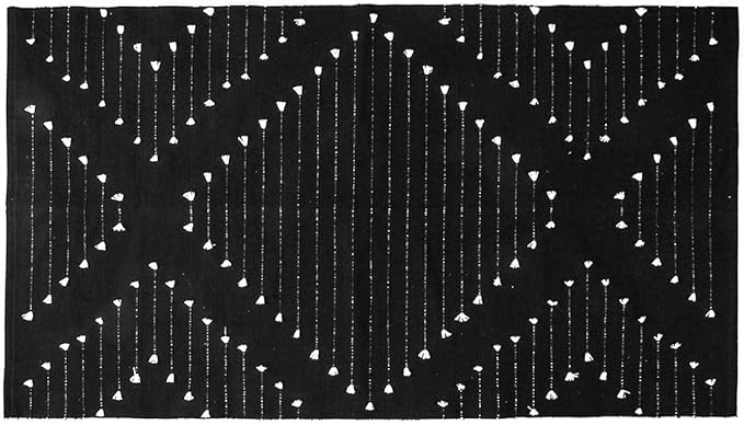 LIVEBOX Boho Black Rug for Kitchen,3' x 5' Washable Area Rug for Entryway,Moroccan Cotton Throw Rugs Morden Indoor Carpet Door Mat for Bedroom Laundry Room Hallway
