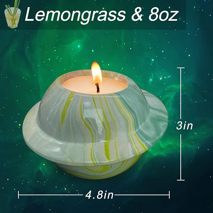 Premium Outdoor Citronella Candle, Green Ceramic, 8 Oz Large Jar, Repelling Scented Candles, 100% Soy, for Patio Decor, Outside Table Decor, Camping Accessories, Beautiful Candle Jars