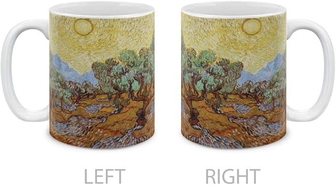 MUGBREW Classic Art Olive Trees With Yellow Sky And Sun Vincent Van Gogh Ceramic Coffee Mug Tea Cup, 11 OZ