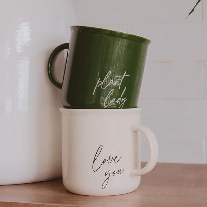 Sweet Water Decor Plant Lady Camping Mugs - 11oz Cute Coffee Mugs for Hot & Cold Drinks - Dishwasher & Microwave Safe - Ceramic Travel Mug - Ideal Tea and Espresso Mug