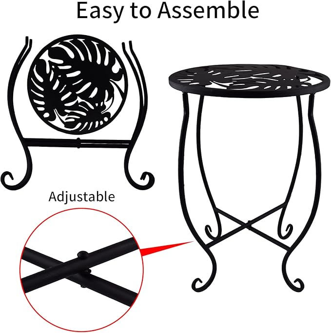 TLBTEK 2 pcs 10 inch Round Indoor Planter Stand,Metal Plant Stands Outdoor ,Modern Flower Pot Stand Holder Rack Display for Home,Kitchen,Patio,Garden, Corner, Balcony and Bedroom