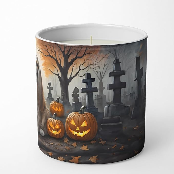 Caroline's Treasures DAC2003CDL Afghan Hound Spooky Halloween Decorative Soy Candle Nature Soy Wax Essential Oil Home Decor Ideal for Bedroom Kitchen Bath Office Gift, 10 oz