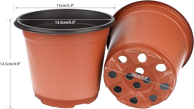 KINGLAKE 100 Pcs 6" Plastic Plants Nursery Pot/Pots Seedlings Flower Plant Container Seed Starting Pots