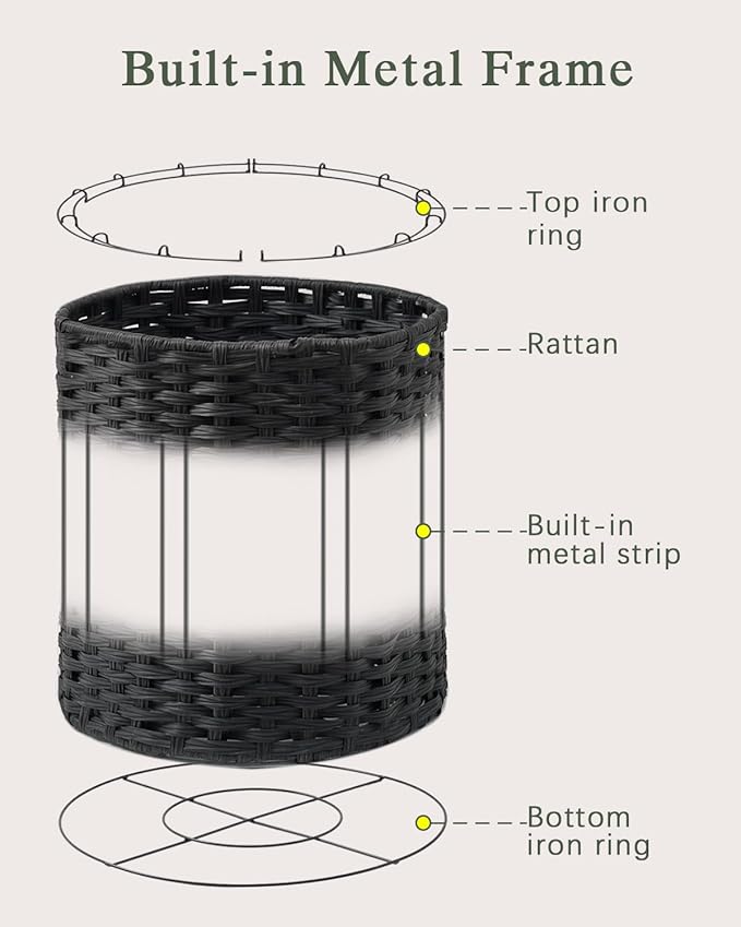 Laundry Hamper Round Laundry Basket 26.5 Gal (100L) Rattan Laundry Hamper, Handwoven Wicker Laundry Basket with Handles Removable Laundry Bag 2 Mesh Bags for Bedroom Laundry Room Black