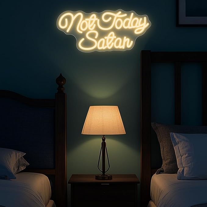 Not Today Satan Neon Sign, Funny Neon Signs for Wall Decor, Light Up Signs for Home Bar Man Cave Birthday Party Kids Room Gifts
