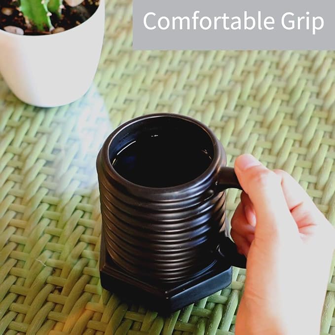 3D Ceramic Cool Mug Black Coffee Mugs Porcelain Attractive Day Gift Mug-Screw Cap Shape Durable Cup Gifts for Man Father Dad Grandfather Women Home Office 12 oz