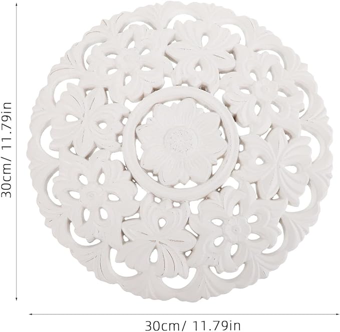 ARTIBETTER Wood Carving Decals Wall Art for Living Room Mandala Wood Wall Art Medallion Wall Panel Medallion Wall Decor Round Table Top Decor Wall Art Adorn Art Supplies Wooden Wall-mounted