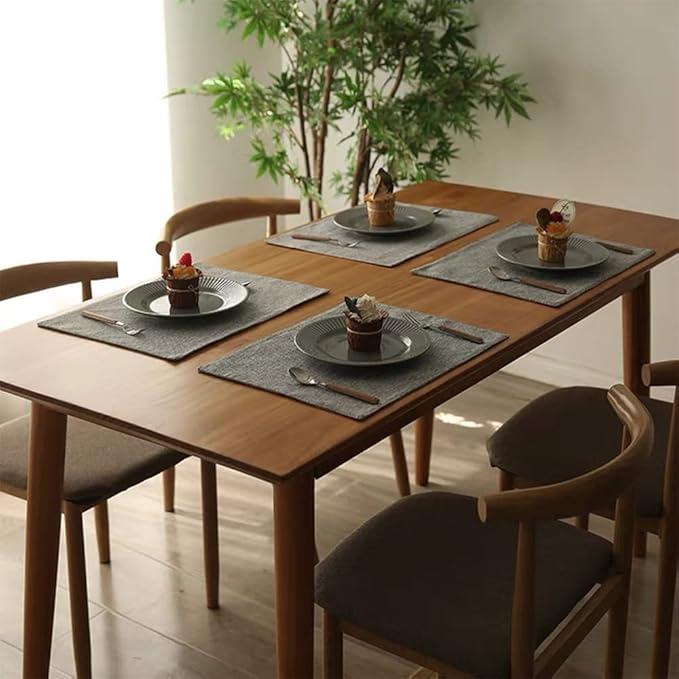 Weabetfu Cloth Placemats Set of 4 Heat Resistant Dining Table Placemmats Cotton Linen Machine Washable Kitchen Table Mats Wrinkle Free Thick Fabric Place Mats,Easy to Clean,13" x 19" Gray
