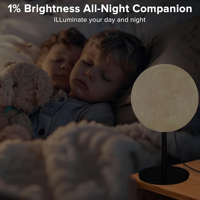 Moon Lamp Bedside Table Lamp, Dimmable Bedside Lamp with 30 Modes, Moon Night Light Small Table Lamp for Bedroom, Kids Room, Dorm, Office, Desk Lamp Nightstand Gifts for Girls Boys Teen Women Birthday