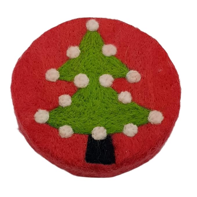 Handmade Felted Christmas Soap | Handcrafted Soap | Unique Housewarming Gift and Lovely Christmas Bathroom Decor | 3 * 3 inch (christmas tree red)