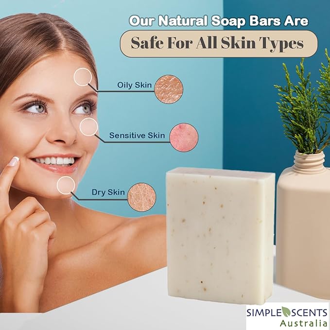 Oatmeal & Milk Scented Natural Soap Bars (5 Bars), 3.5oz Moisturizing French Triple Milled Soap Bars Enriched with Shea Butter - Pure Plant Oil Bath & Body