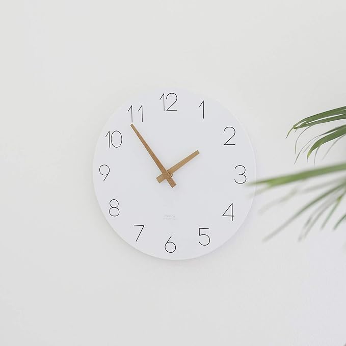 mooas Flatwood Wall Clock, Analog Wall Clock, Silent Non-Ticking 12 inch Modern Wall Clocks Battery Operated for Office, Home, Bathroom, Kitchen, Bedroom, School, Living Room