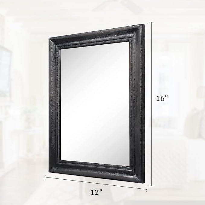 Black Mirrors for Wall Rustic Wood Mirror Farmhouse Rectangular Hanging Mirror for Bathroom Bedroom Living Room Hallway Entryway Home Decor