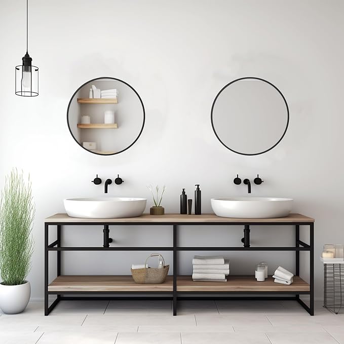 Small Round Mirror, 16 inch Round Mirror, Round Black Mirror, Metal Frame Circle Mirrors for Bathroom, Bedroom, Vanity, Wall Decor.