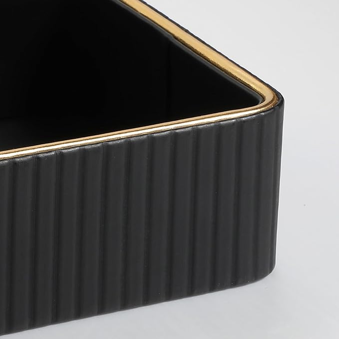 Desk Organizer Tray, PU Leather Valet Tray Nightstand Organizer Cologne Perfume Tray for Men Women, Decorative Vanity Tray Key Bowl Trinket Dish Bathroom Bedroom Accessories (Black)