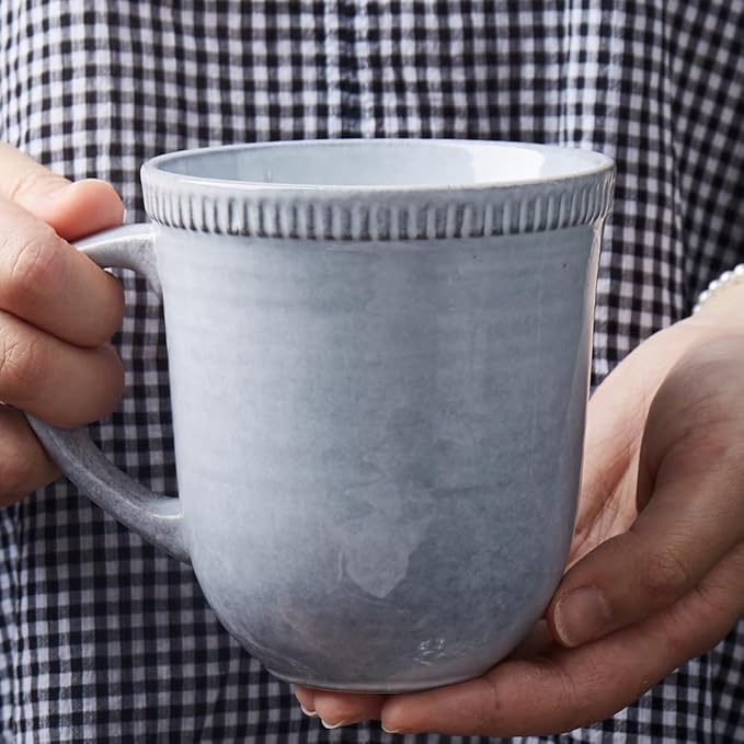 Ceramic Coffee Mugs, Furnace Transmutation Craft,15oz, Handmade Pottery Mug, Embossment Craft, Vintage Tea Cups with Handle for Office/Home, Dishwasher and Microwave Safe. (offwhite)