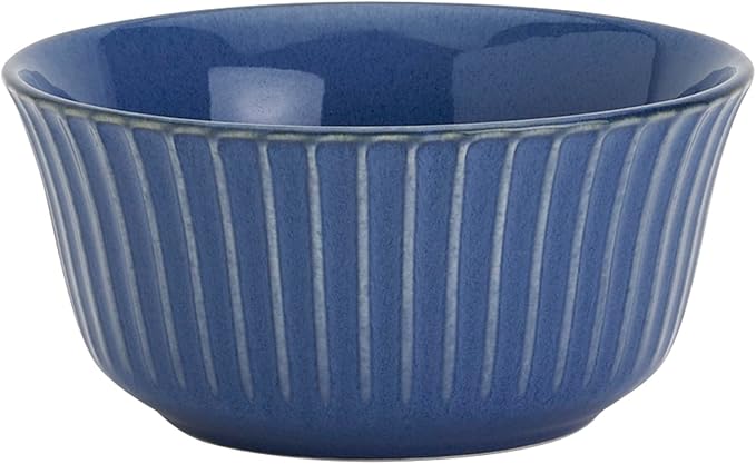 Tabletops Gallery Richmond 12-Piece Reactive Glaze Stoneware Dinnerware Set of Kitchen Dishes, Dinner Plates, Cereal Bowls, Service for 4, Blue