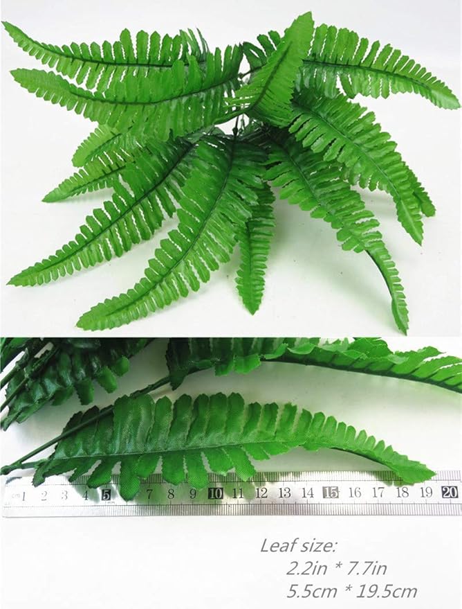 CATTREE Artificial Shrubs, Persian Grass Plastic Plants Fern Leaves Fake Bushes Wedding Indoor Outdoor Home Garden Verandah Kitchen Office Table Centerpieces Arrangements Christmas Decoration - 8 pcs