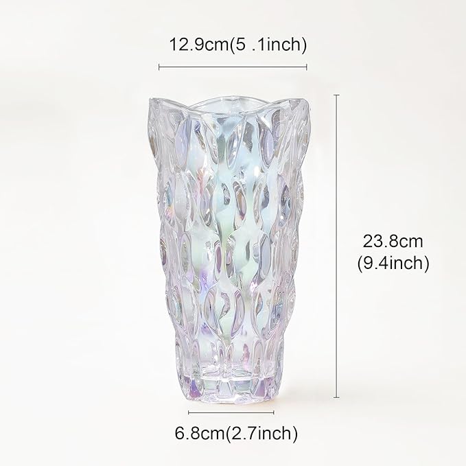 CEMABT 9.5inch 3.4 lb Glass Vases for Flowers Unbreakable Thickened Morden vase for Tables Centerpieces,Colorful,Vintage and Clear Rose Large Flower vases for Bouquet Unique Gifts(Colorful)