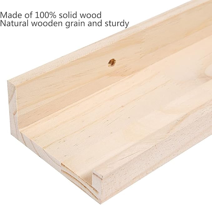 MBYD 36 Inch Floating Shelves Natural Wood, Wall Mount Picture Ledge Wooden Wall Shelf Nursery Bookshelf for Bedroom, Living Room, Office, Kitchen, Set of 3 Same Dimensions