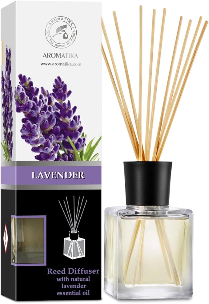 Reed Diffuser with Natural Essential Oil Lavender 6.8 Fl Oz - Scented Reed Diffuser - Gift Set with Bamboo Sticks - Best for Aromatherapy - SPA - Home - Office - Fitness Club