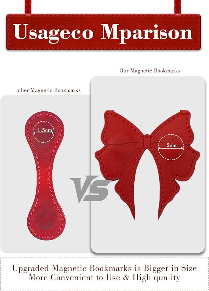 Leather Magnetic Bookmark – 1 Pcs Bow Tie Design, Red Magnet Bookmark Clip, Perfect Gift for Women, Kids, and Reading Lovers, Teacher Gift for School, Office, Home Supplies
