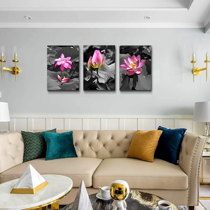 Canvas Wall Art for living room bathroom Wall Decor for bedroom kitchen artwork Canvas Prints green plant flowers painting 12" x 16" 3 Pieces Modern framed office Home decorations family picture